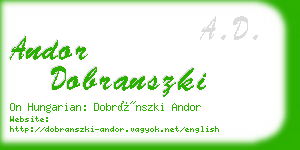 andor dobranszki business card